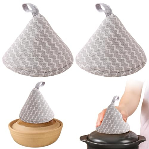 MIRKUZI Guanti da forno Confezione da 2 guanti da forno, presine, resistenti al calore, guanti da forno antiscivolo, guanti da cucina, guanti da forno in cotone per cucinare (grigio)