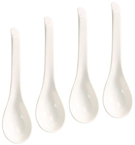 Mikinona 4 Cucchiai Da Zuppa in Ceramica Bianca Resistenti Calore Per Zuppa E Porridge Eleganti Accessori Da Cucina