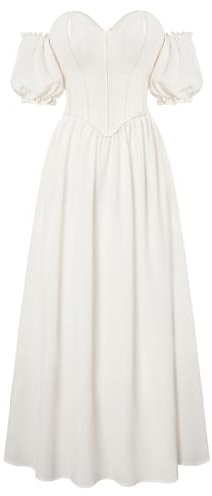 Scarlet Darkness Women Off Shoulder Corset Dress Puff Sleeve Vacation Wedding Guest Dress White Size 8