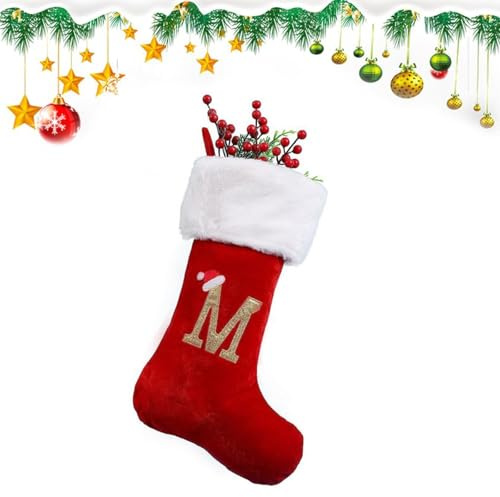 BNOYONERAS Calze Natalizie da Appendere di Velluto 45CM Calze Camino Natale Decorazioni Natalizie da Appendere per Camino, Vetrina, Albero di Natale, 45cm (M)