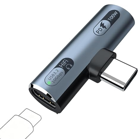 IVIVTOR USB-C Auriculares Cargador Adaptador - 2 en 1 Adaptador de Audioy & Carga Rápida de 100 W para Dispositivos Tipo C como Computadoras Portátiles Tabletas Teléfonos Inteligentes - Gris
