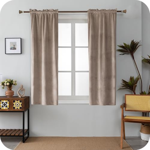 GIRASOLE HOME Coppia Tende Adelaide Morbide Oscuranti Termiche in Velluto 2 Pannelli da 70x130cm con Tasca, Tortora