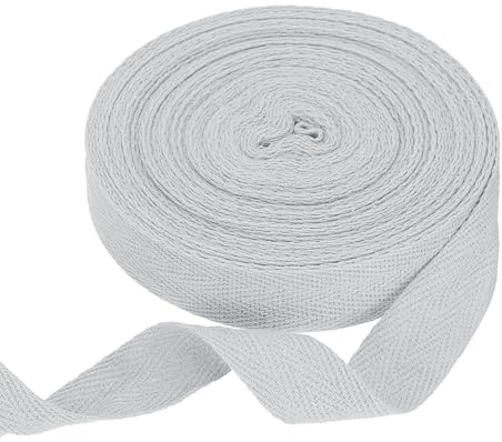 QUARKZMAN Nastro di Cotone A Spina di Pesce 20mm x 10 Metri Nastro A Treccia Tessitura A Spina di Pesce Rotolo di Nastro per Bordo Obliquo per DIY Cucito Confezione Regalo Grigio Chiaro
