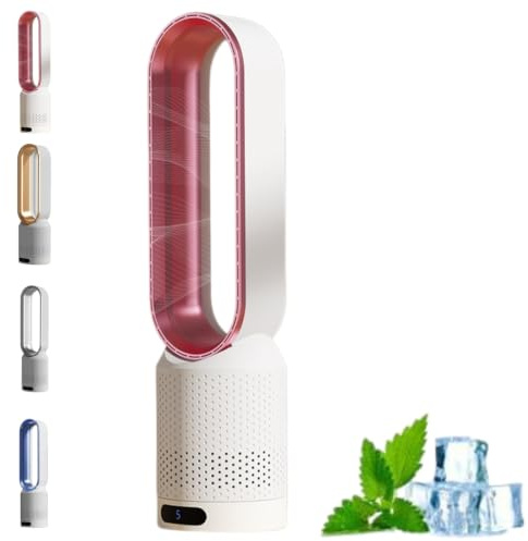 Kuisoe Seladi AirPure V3 | Refroidisseur d'air 3 en 1, purificateur UV et ioniseur 620 l/s, ventilateur tour oscillation 90° avec télécommande, ventilateur sur pied économe en énergie (rose)