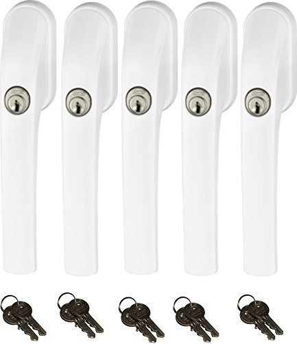 Abus FG300 lockable window handle, white, in the Set 5 Pcs all keyed alike AL0125 with total 10 Key
