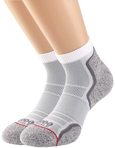 1000 Mile Unisex Sock-twin Wh/Gry 2261w-ls (3-5) MILE RUN ANKLET SOCK TWIN PK WH GRY 2261W LS 3 5 LADY, White, S UK