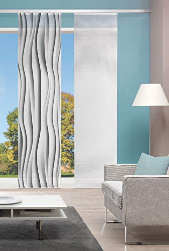 Vision S SCHIEBEVORHANG Digitaldruck Bambus-Optik WELLO, GRAU, 260 X 60 cm, 2 84808-307 GRAU 260x60 cm