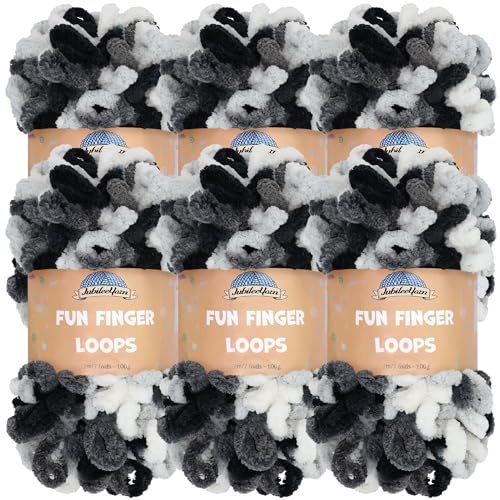 JubileeGarn med roliga fingerslingor – polyester jumbo viktögla – 100 g/skein – Hera – 6 nystan