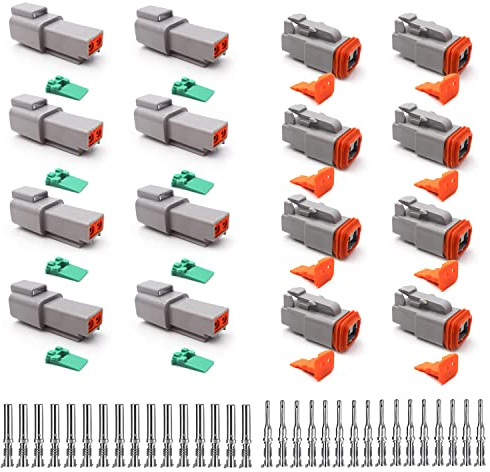 8 Pares Electrico Impermeable Conector,22-18 AWG 2 Pines Conectores Eléctricos Impermeables, DT Enchufe Estanco, para Coche Barco Moto
