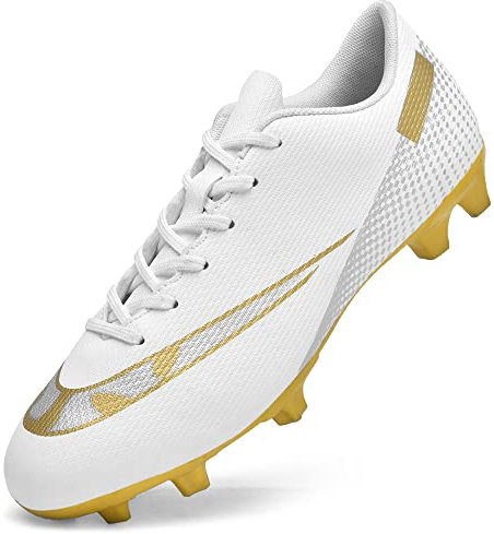 GOGOUP Fußballschuhe Herren High Top Spikes Jungen Fussballschuhe Outdoor Athletics Trainingsschuhe Professionelle Sport Fußball Stiefel Weiß 45 EU
