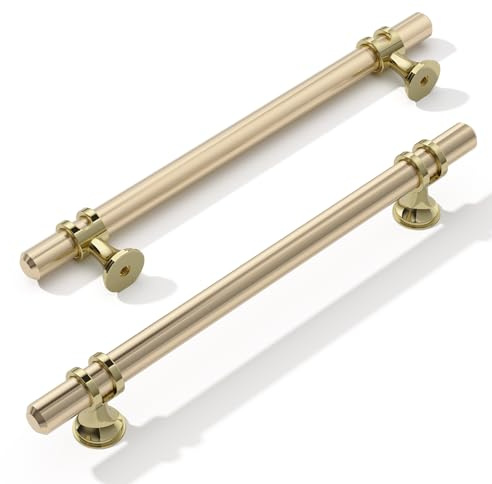 FURNIWARE 10 stycken möbelhandtag, 160 mm borrhålsavstånd möbelhandtag skåphandtag kök skåphandtag används för dörrhandtag badrumsdörr garderob, guld oxiderat glänsande guld