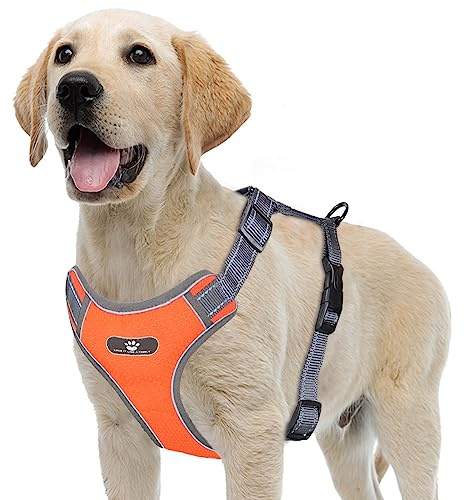Acxilexy Arnés Cómodo Transpirable para Perro, Anti Tirones Ajustable con Asa y Anillos, Reflectante y Táctico para Perros Grandes, Medianos y Pequeños