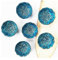 LEMOSE Handmade Decorative Turkish Ceramic Bowl Set of 6, Blue Pinch Bowls for Dipping&Serving - Small Versatile and Unique Charcuterie Accessories, Mini Sauce Dish, Floral Pattern Snack Bowls