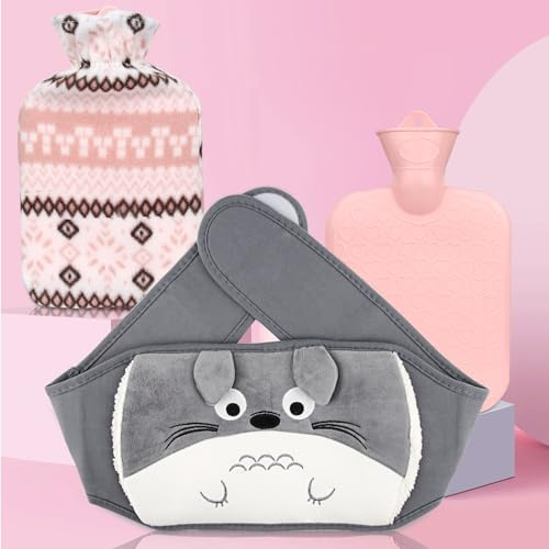 Borsa dell'acqua calda con coperchio, cintura per bottiglia dell'acqua calda in 3 pezzi, cintura riscaldante posteriore, cintura per borsa dell'acqua calda da 1 litro, borsa dell'acqua calda