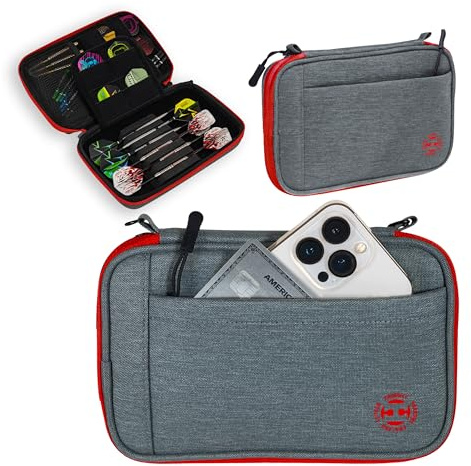 Harrows Darts Case | Smart Dart Case Darts Holder I Holds 3 or 6 Darts | Protective EVA Material with Fabric Finish | Professional Darts Accessories I Holds Darts Fully Assembled (Grey)