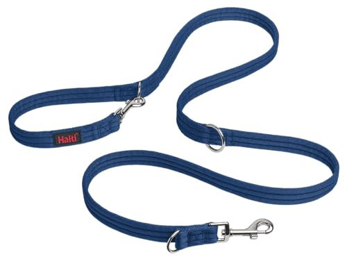 HALTI Doppelführleine - Multifunktionale Hundeleine zum Trainieren und Gassigehen mit Ihrem Hund. Leicht und mit Neopren gepolsterte. Für Welpen geeignet (Größe Klein, Kobaltblau, 2m)