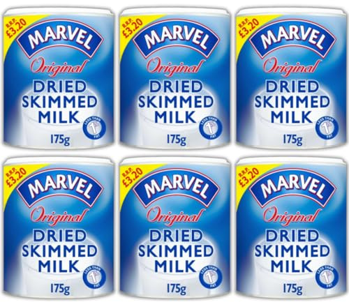Dried skimmed milk powder Marvels, Less than 1% Fat, Healthy diet option (6x175g)