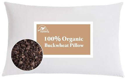 APOBUY Buchweizenkissen, verstellbares Buchweizenkissen zum Schlafen, mit Bezug aus Bio-Baumwolle, zur Linderung von Nackenschmerzen bei Erwachsenen – Bestes Nacken- und Halswirbelkissen für Seiten-,