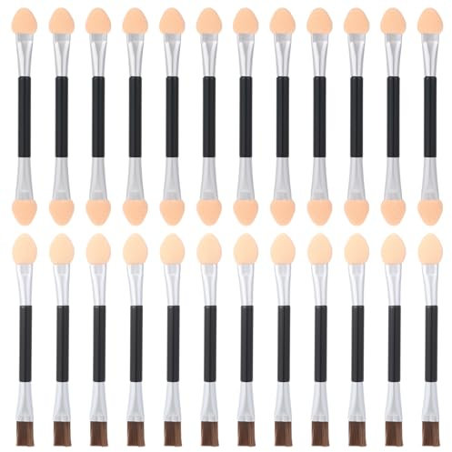 BOHUIZ Lidschatten Pinsel Set, 24 Stück Schwamm Eyeshadow Brush, Doppelseitiger Lidschatten Applikator, Einweg Lidschattenpinsel, Perfekt für Eyeliner und Make-up Schwämmchen, Ideal(Stil A)
