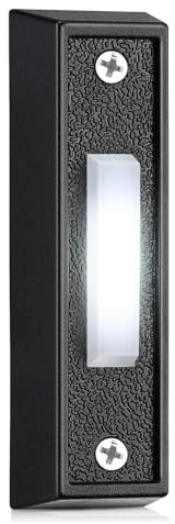 Leloco Bouton de sonnette lumineux - Interrupteur mural pour porte de garage - Avec éclairage LED - Pour sonnette filaire - Pour porte d'entrée, transformateurs, sonnette de jardin, buzzer (lumière