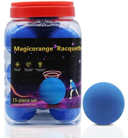 Magicorange 15 Pack Racquetball Multi Colored Racquetballs High Bounce Rubber Racquetballs (Blue)