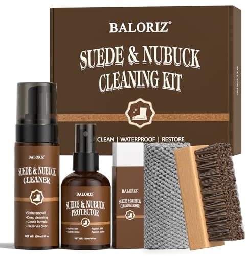 Suede & Nubuck Care Kit for Clog & Sandal, 5-Piece Set with Cleaner, Protector, Suede Brush & Eraser Clean, Microfiber Cloth, Premium Care Kit Protect for Shoes, Boots, Uggs, Jackets, Bags and Apparel