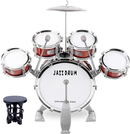 Kids Drum Set, 5 PCS Drums for Kids with Stool Mini Band Drum Set Musical Instruments Toys Birthday for Toddlers Boys Girls Beginners