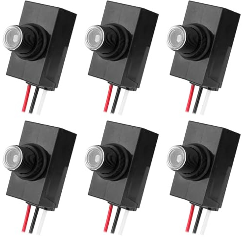 6pcs Détecteur Crepusculaire pour Éclairage Extérieur, 100-277V Résistant Intempéries Interrupteur Photoélectrique Capteur Lumière Photocellule pour Plupart Luminaires Extérieurs Ampoules