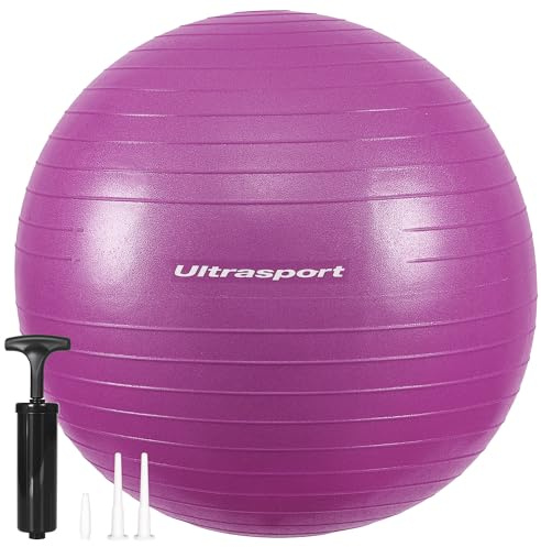 Ultrasport Pelota de pilates de 55 cm, para yoga, fitness, softball hasta 300 kg, antideslizante, antiburst, para embarazo, gimnasia, pelota ergonómica para asiento de oficina, pequeña y grande, color