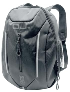OJ HUB, Zaino Moto 26 Litri Porta Casco, Tasca Frontale, Tasche Laterali Portabottiglia, Cinghia Toracica e Fascia Vita Regolabile