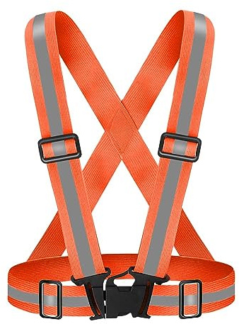 DIELOVEHUA Regolabile Gilet Riflettente, Gilet Alta Visibilita, Bretelle Catarifrangenti, Leggero ed Elastico, per Ciclismo, Running, Corsa e attività all'aperto (Arancione)