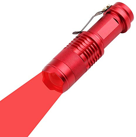 WAYLLSHINE skalbar röd LED 3 lägen lång räckvidd röd stråle ljus ficklampa, röd ficklampa röd LED-ficklampa ficklampa med rött ljus för natt utomhusarbete, läsning rött hus