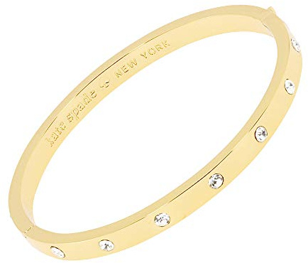 kate spade new york Set in Stone Metal Stone Hinged Bangle, Clear/Gold, One Size