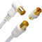 Slick Linc 10M TV Aerial Cable Extension Satellite Cable with Male-to-Male Coaxial Connection, RF Adaptor and Right Angle Connector Gold Plated - White