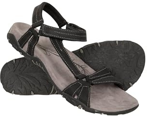 Mountain Warehouse Kokomo Womens Casual Sandals - Nubuck Leather Upper Ladies Shoes, Neoprene Lining, Durable Outsole Sandals -Spring Summer, Travelling, Walking Black Adult Shoe Size 7