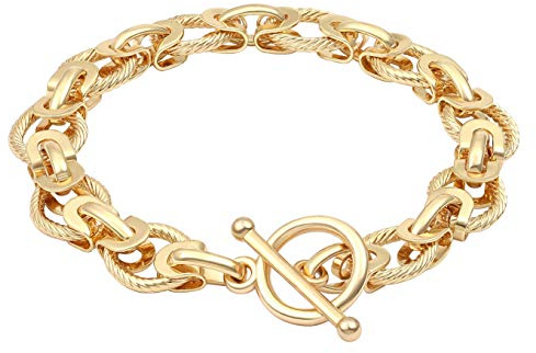 SOFYBJA 18k Gold Plated Personalized Chunky Cuban Oval Link Chain Bracelets for Women Rope Bracelet Handmade Jewelry for Women