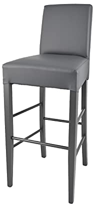 t m c s Tommychairs - Moderner Barhocker Luisa, robuste Struktur aus lackiertem Buchenholz Farbe Dunkelgrau, gepolstert und mit Kunstleder in der Farbe Dunkelgrau bezogen