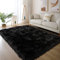 Latepis Teppich Kunstfell Flauschiger Schwarz für Wohnzimmer Schlafzimmer 150x200 cm Teppich Waschbar Hochflor Fellteppich Shaggy Gegend Area Rug