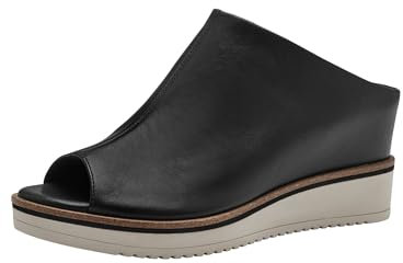Tamaris Damen Plateau Mules Leder Keilabsatz Sommer; BLACK/schwarz; 41 EU