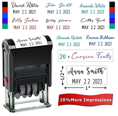 Toplusesse Signature Stamp with Date Personalized Self Inking Date Stamp Custom Paid Phrase & Date Stamp for Business 12-Year Band Choose from 30 Fonts and 8 Colors