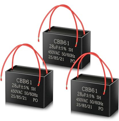 CBB61 450v AC 28uf 50/60HZ Kondensatorer,Startkondensator,ANGEEK AC-motorkondensator för takfläktar,fläktar,huvar(3-pack)