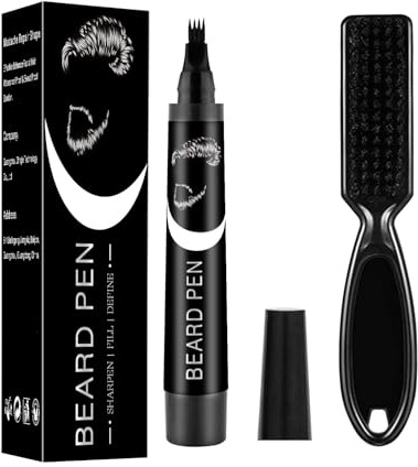Beard Pencil Filler for Men, Beard Filler for Men, Water-Proof & Long Lasting & Natural Finish Barber Barber Pen, Enhance Facial Hair, Mustache Shape (BK2)