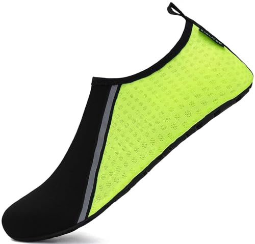 SAGUARO Escarpines Hombre Mujer Zapatillas Agua Secado Rápido Zapatos de Agua Antideslizante Zapatillas de Playa Calzado de Agua Escarpines para Surf Buceo Rio Piscina 031 Verde Luminoso,EU Gr.38/39