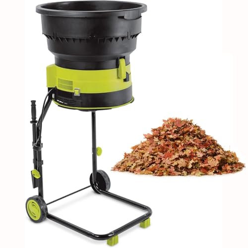 Trituratore elettrico per foglie e compostaggio, 2500 W, con ruote e custodia, 8000 giri/min, per pulizia e compostaggio