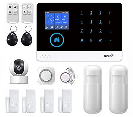 Système d'alarme de sécurité à domicile, Système d'alarme de sécurité domestique GSM alarme interphone télécommande numérotation automatique 433 MHz détecteurs Tuya APP contrôle pour la maison, l'appa