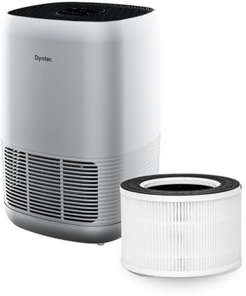 Dynter AirPure Plus PA244 Purificateur D'Air – Filtre HEPA Pour Un Air Pur, Dispositif Contre Les Allergies, Poussières Fines & Pollens, Capteur De Qualité De L'Air, Silencieux Pour Chambre & Bureau