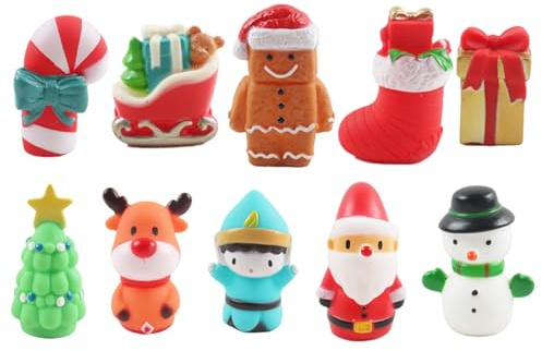 Marionette da dito natalizie da 10 pezzi, pupazzi di Natale dei cartoni animati con albero di Natale di Babbo, alce, pupazzo di neve e altri riempitivi per sacchetti regalo
