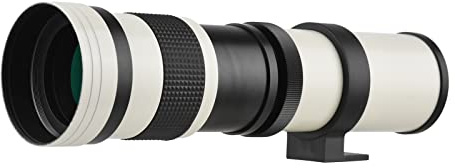 RASTKY T-fäste Telezoomobjektiv, 420-800 Mm MF Supertelezoomobjektiv, 2X Telekonverter, Professionell Fotograferingssats för EF-monterade Kameror, med CPL, Filterset (Vit)