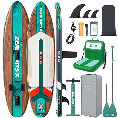 ZLX Tabla Paddle Surf Hinchable 320x84 cm, Sup con Asiento y Accesorios, Paddle Board Antideslizante, Estable y Resistente, Capacidad 200 kg, para Principiantes y Avanzados