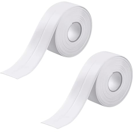 2 rotoli di nastro sigillante autoadesivo, 22 mm x 3,2 m, in PVC, impermeabile, per finestre, per cucina, bagno, toilette, colore bianco